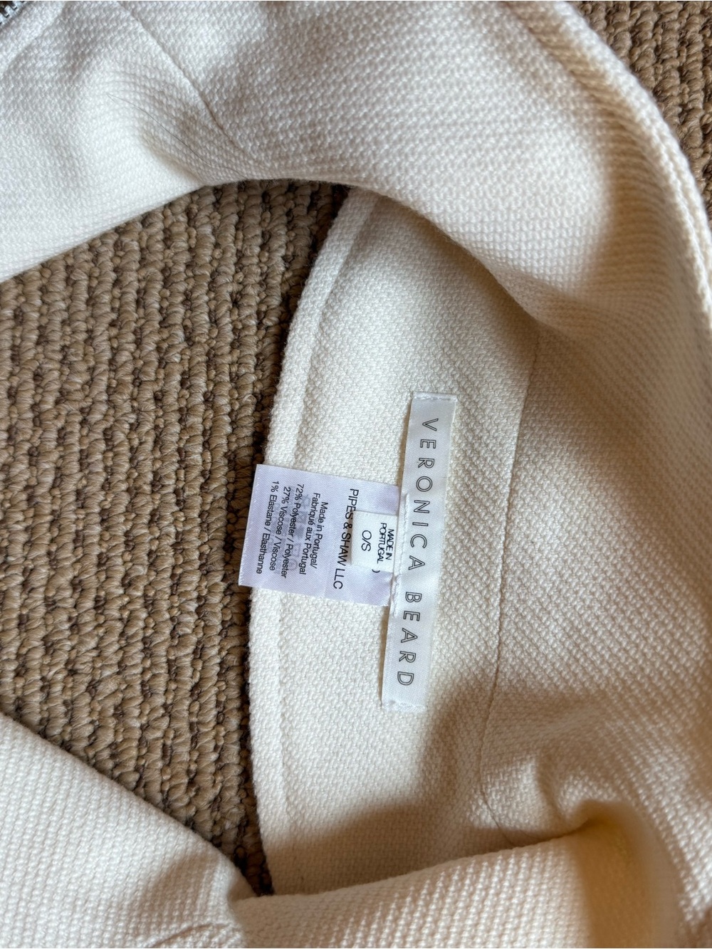 Veronica Beard Cream Dickey Zip Vest Insert - Picture 2 of 3